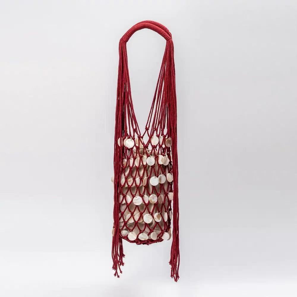 Fashion Solid Color Hollow Woven Shell Handbag MK2BLK6S10BBG872