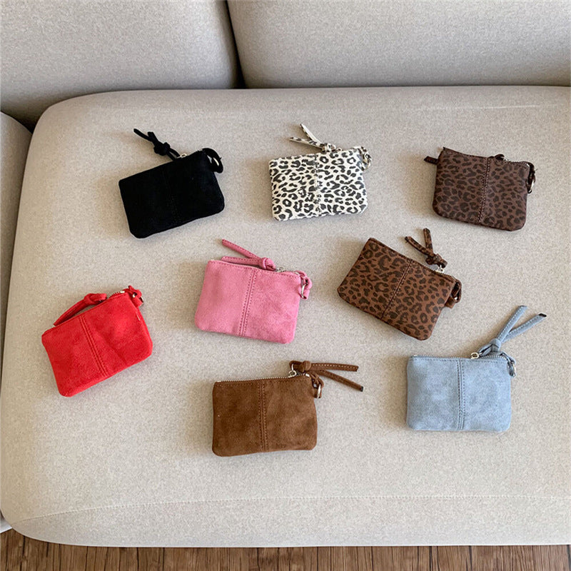 Leopard Print Suede Mini Coin - DippedShop Wholesale - #0835