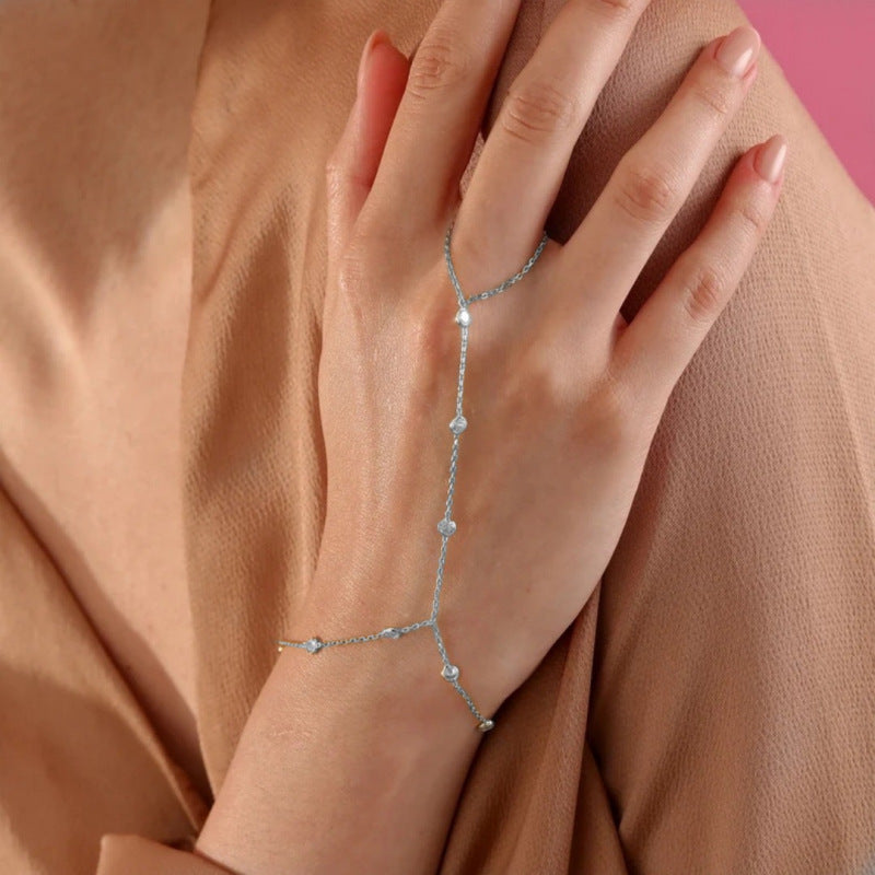 Minimalist Gold Plated Rhinestone Chain Bracelet 6W6JBR353