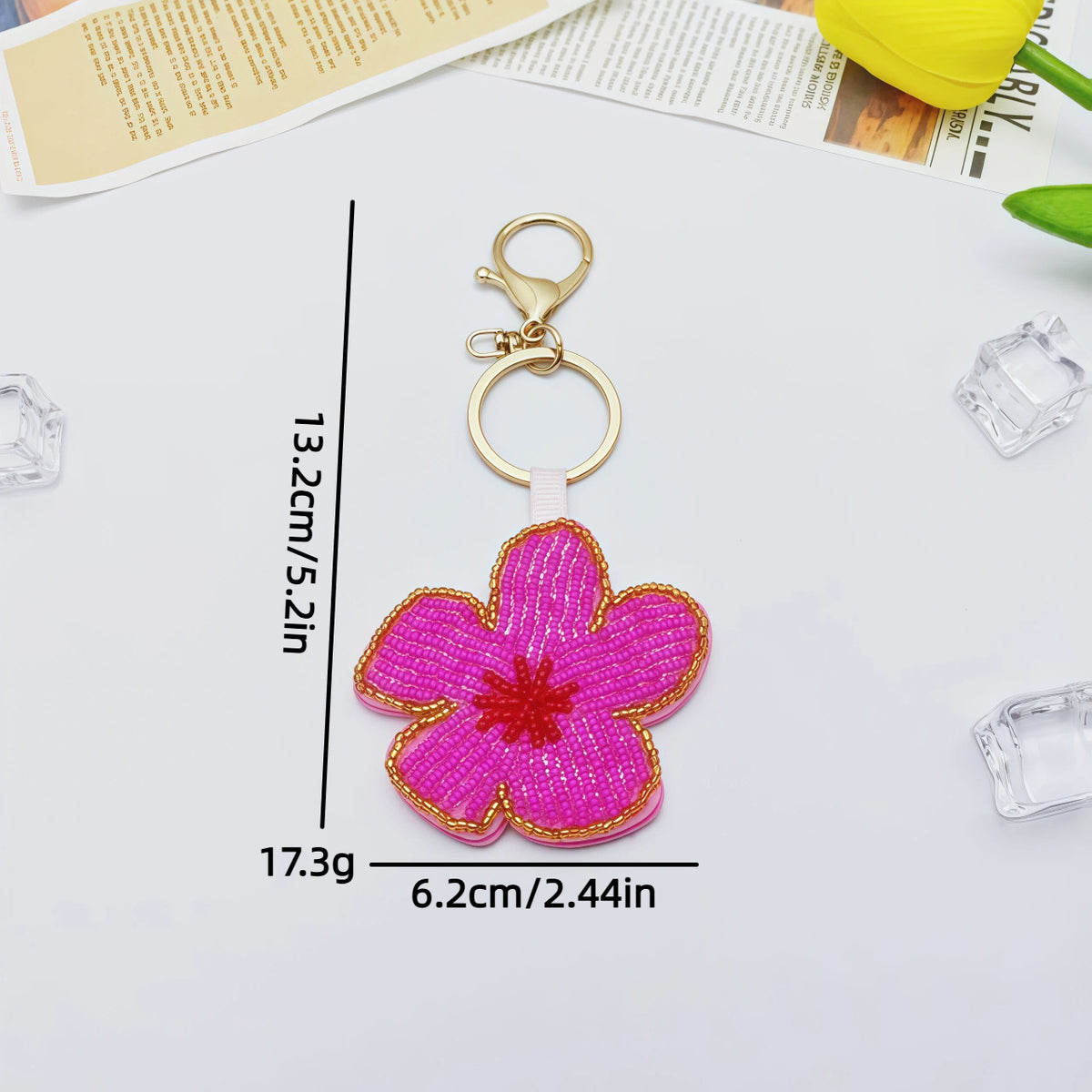 Creative Beaded Embroidery Lemon Pendant Keychain 6W10BBC810