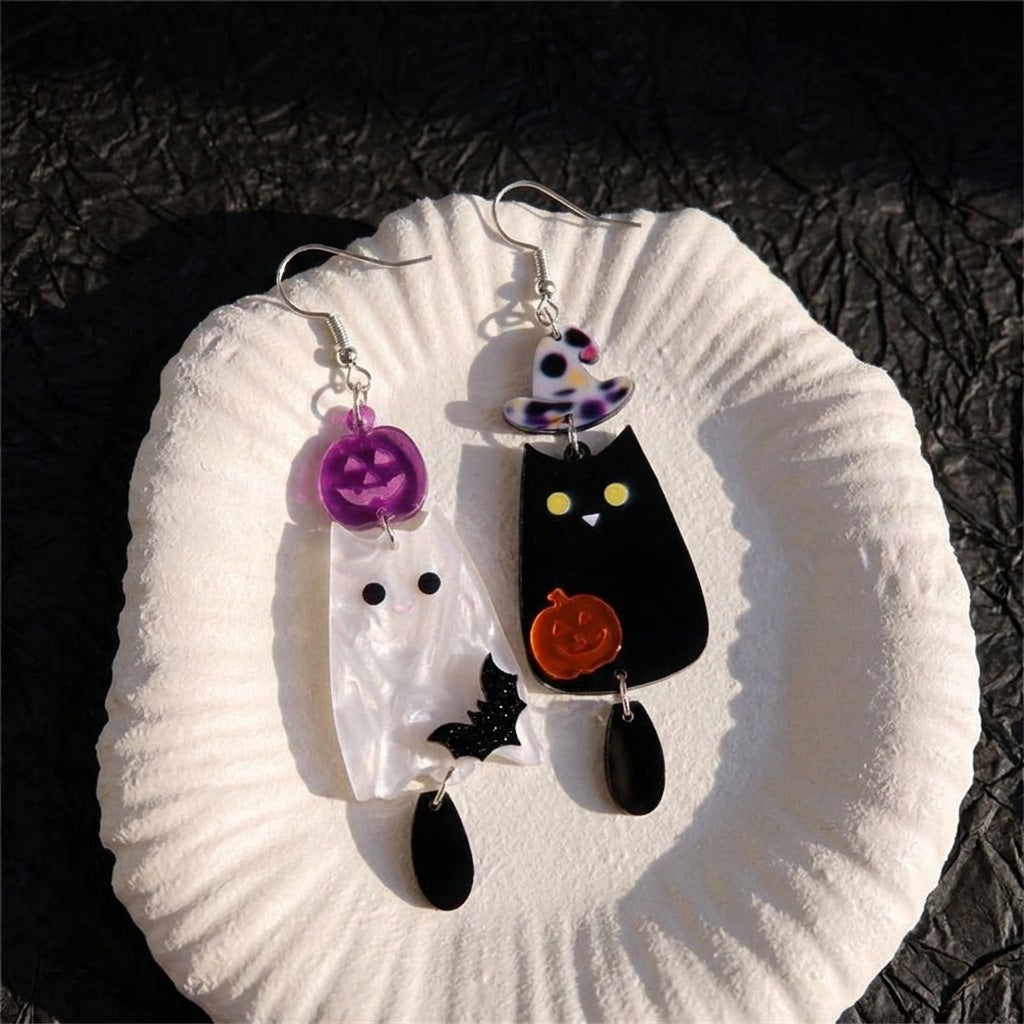 Cute Ghost Halloween Skeleton Dangle Earrings 6W6JER553