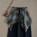 Fashion Plaid Half Skirt Tie Waist Hip Scarf 6W1SL43