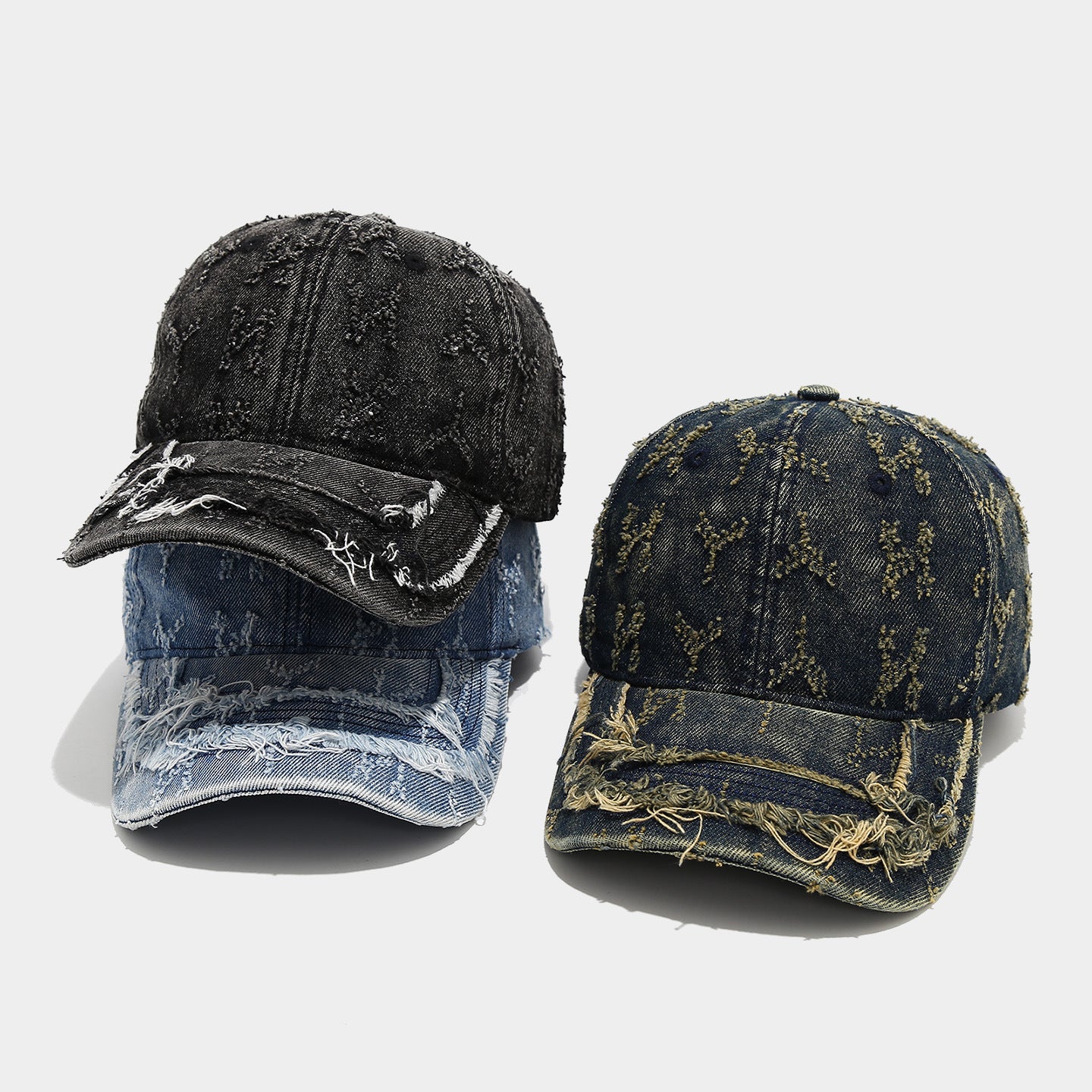 Trendy Distressed Denim Washed Baseball Cap 8BK6HAT184L