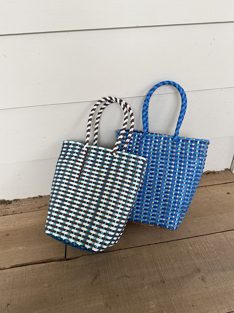 Minimalist Solid Color Hollow Hand Woven Handbag 8CW6BBG523L