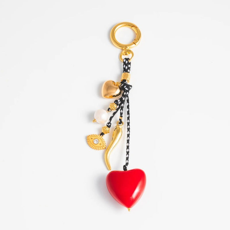 Elegant Heart Pearl Keychain Bag Charm DP25C787