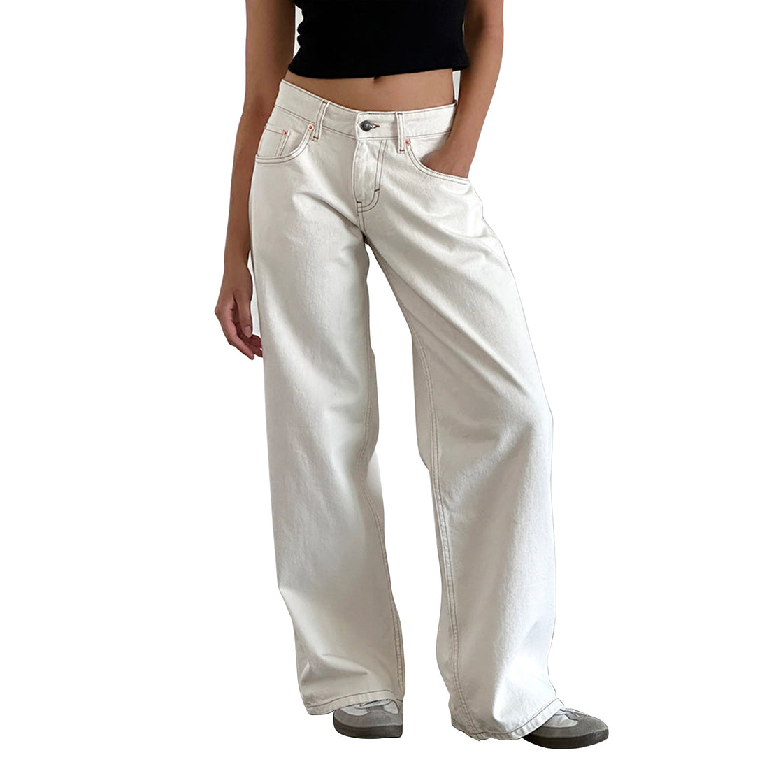 Vintage Low Rise Wide Leg Denim Jeans DP25G685