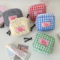 Cute Plaid Quilted Shell Mini Makeup Bag MK2BW6S10BOB58