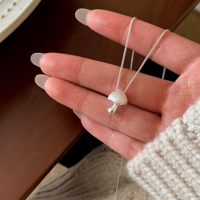 Chic Silver Mushroom Pendant Adjustable Necklace 6W6JNC441