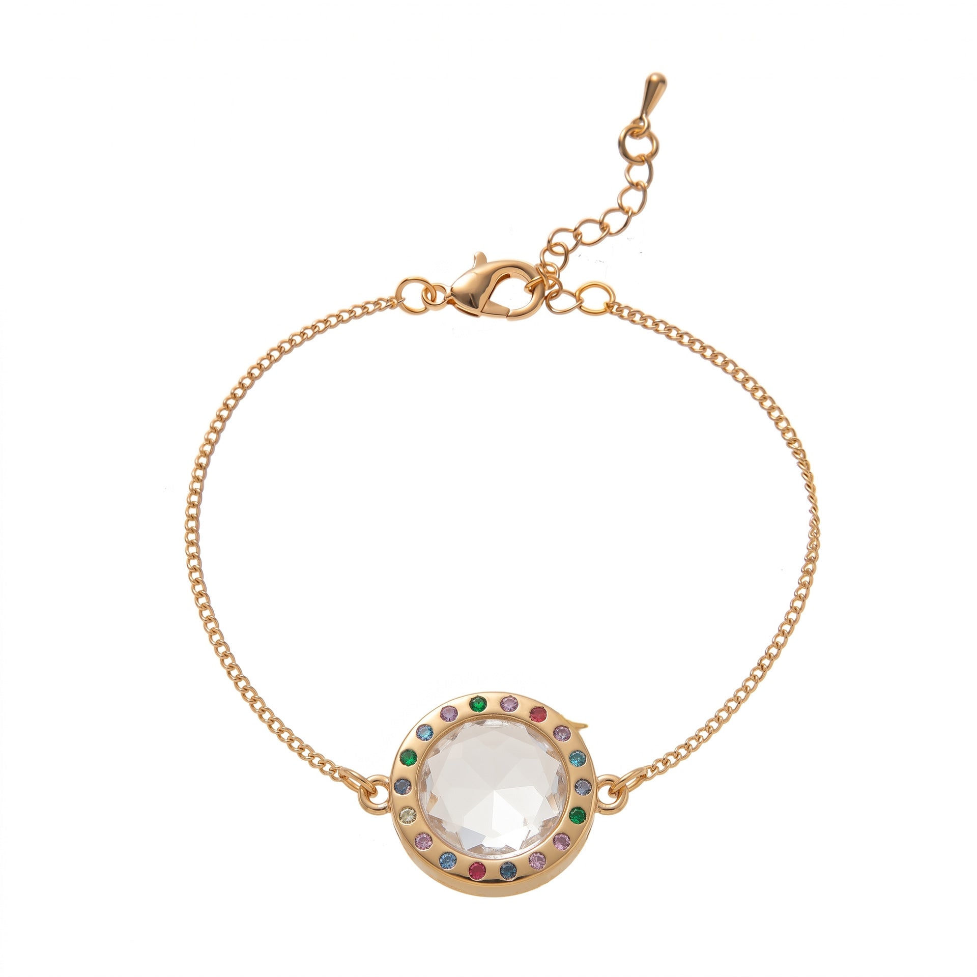Trendy Multi-Color Cubic Zirconia Chain Bracelet 6W6JBR330