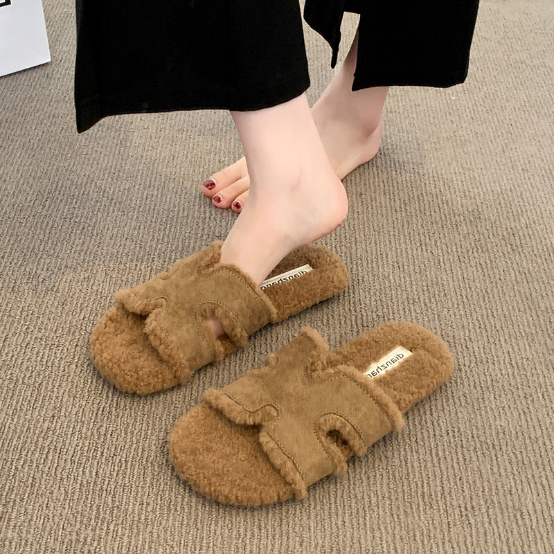 Plush Non-Slip Outdoor Slippers - DippedShop Wholesale - #1875