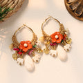 Bohemian Flower Bead Hoop Earrings - DippedShop Wholesale - #9203