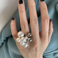 Trendy Double Layer Exaggerated Pearl Statement Ring 8ZA6JRG128L