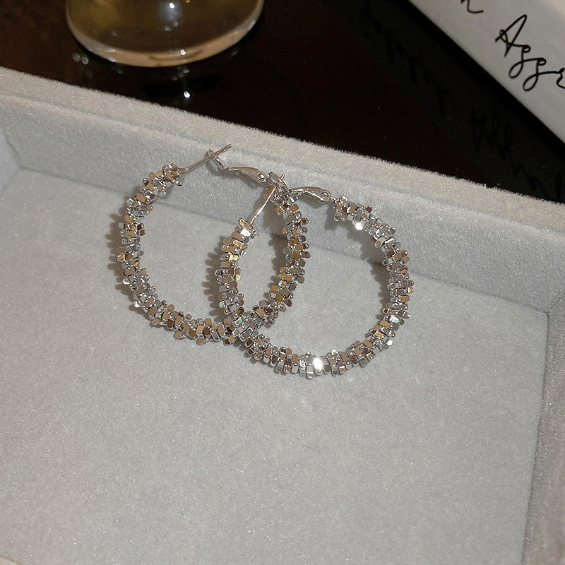 Chunky Gold Plated Geometric Statement Hoop Earrings 6W6JER714