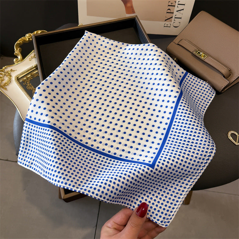 Simple Polka Dot Square Silk Scarf DP25G453