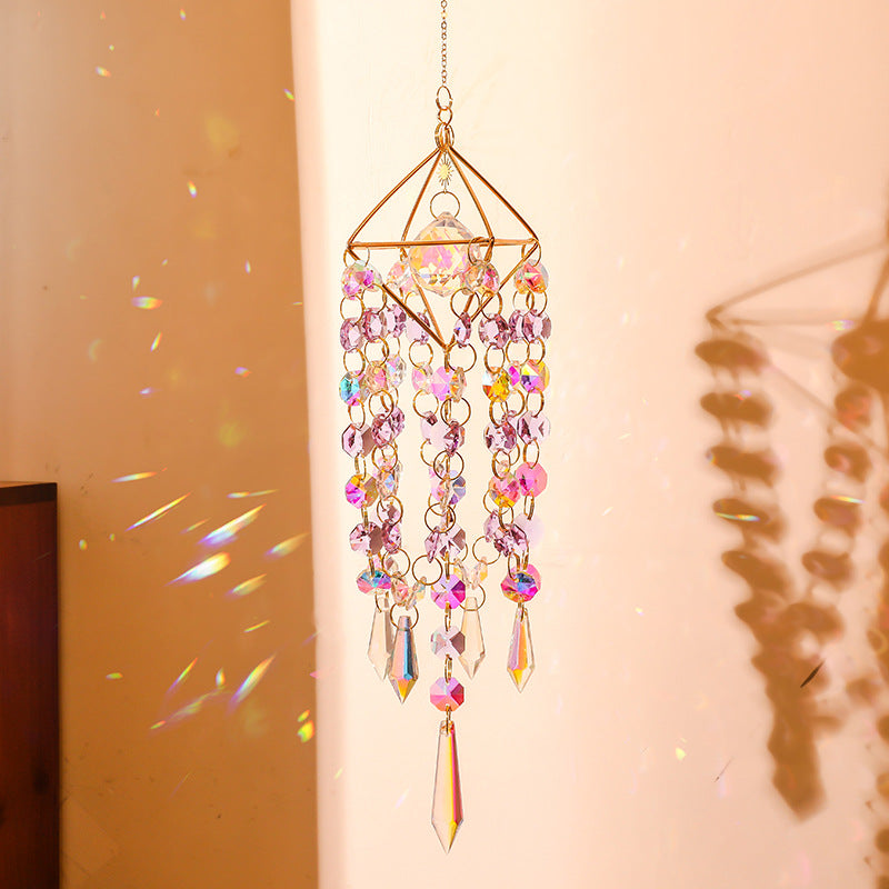 Geometric Frame Crystal Chain Tassel Hanging Suncatchers MK2CZAS6H7HLS67