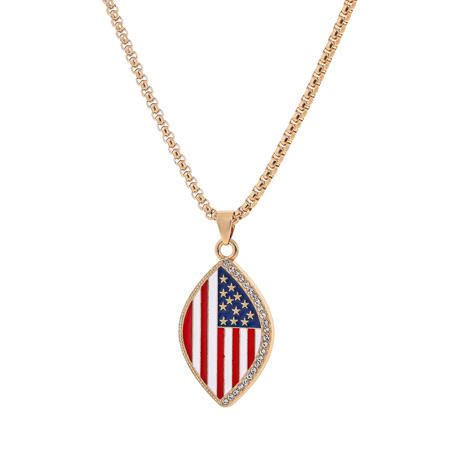 Elegant USA Flag Letter Pendant Link Necklace 8ZA6JNC290L