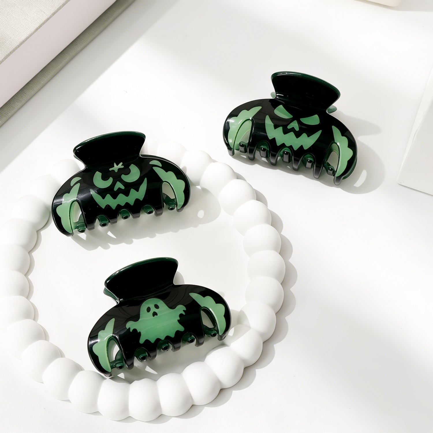 Luminous Ghost Halloween Pumpkin Hair Claw 6W6HCP1312