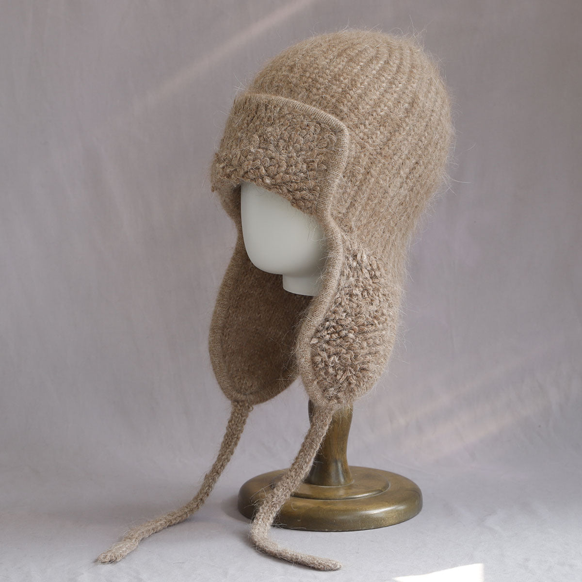Sweet Solid Angora Trapper Knit Beanie 6W6HAT697
