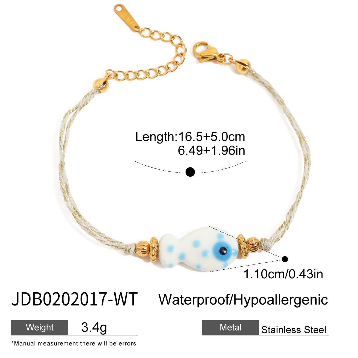 Cute Fish Pendant Rope Bradided Bracelet 6W6JBR354