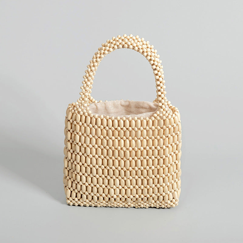 Handmade Wooden Bead Woven Handbags DPFB0714