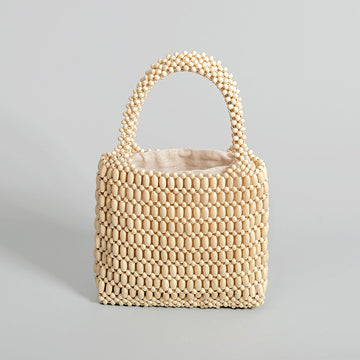 Handmade Wooden Bead Woven Handbags DPFB0714