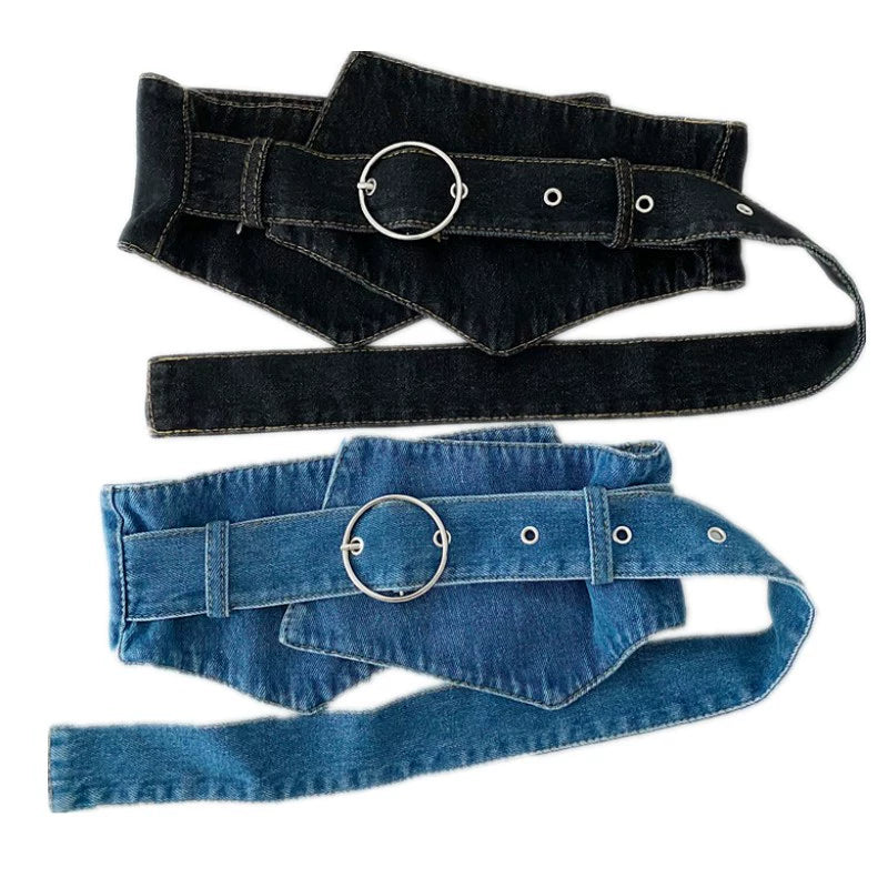 Denim Irregular Simple Wide Waist Belt DPWB2822