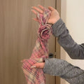 Sweet Plaid Print Floral Silk Scarf 6W6NSI191