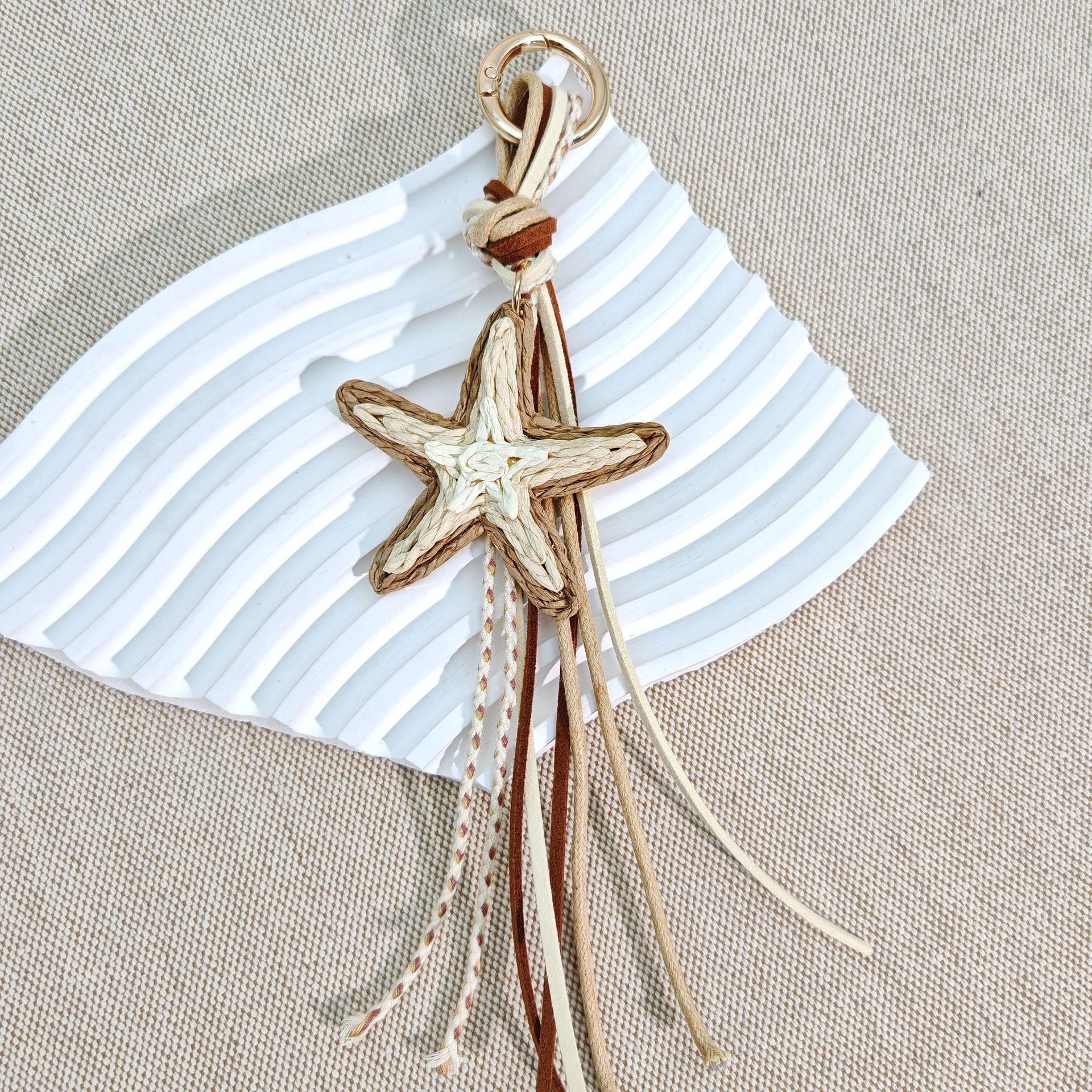 Handmade Raffia Woven Starfish Bag Charm MK2ZCEP6W10BBC79