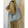 Slouchy Denim Solid Color Commuter Tote Bag 6W10BBG1992