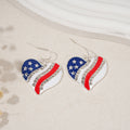 Hiphop USA Flag Love Heart Pendant Hook Earrings 8ZA6JER306L
