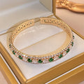 Elegant Gold Plated Rhinestones Hollow Open Bracelet 6W6JBR693