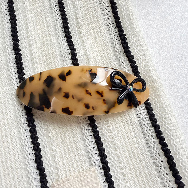 Retro Oval Bowknot Acetate Curved  Hair Clip 8AS6HCP387L