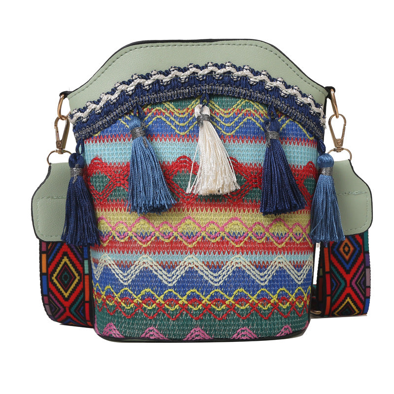 Boho Tassel Crossbody Bucket Bag - DippedShop Wholesale - #1603