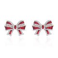 Rhinestone Santa Claus Candy Cane Bow Dangle Earrings 6W6JER690