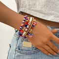 Gold Plated Irregular Beaded Chain Bracelets Set 8ZA6JBR135T