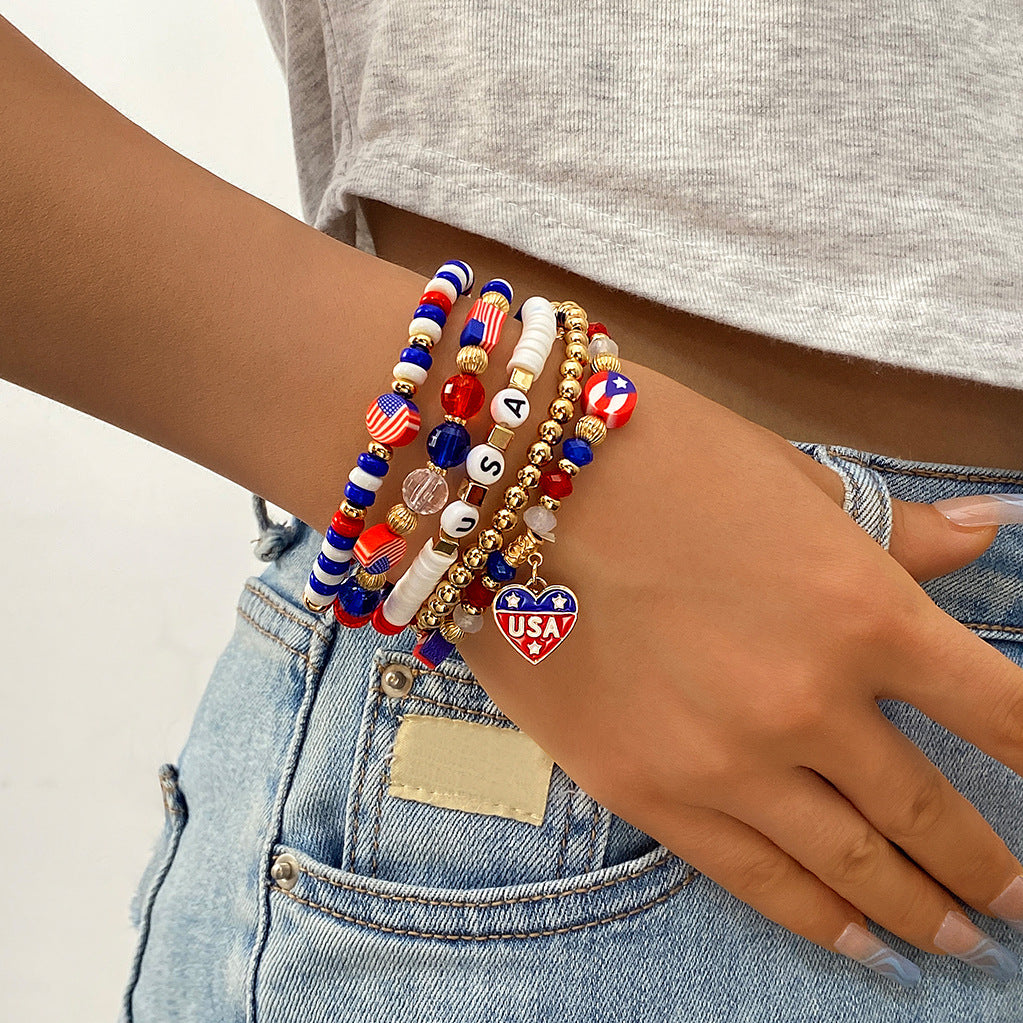 Gold Plated Irregular Beaded Chain Bracelets Set 8ZA6JBR135T