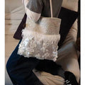 Elegant White Feather Sequin Tote Shoulder Bag 6S10BBG1468