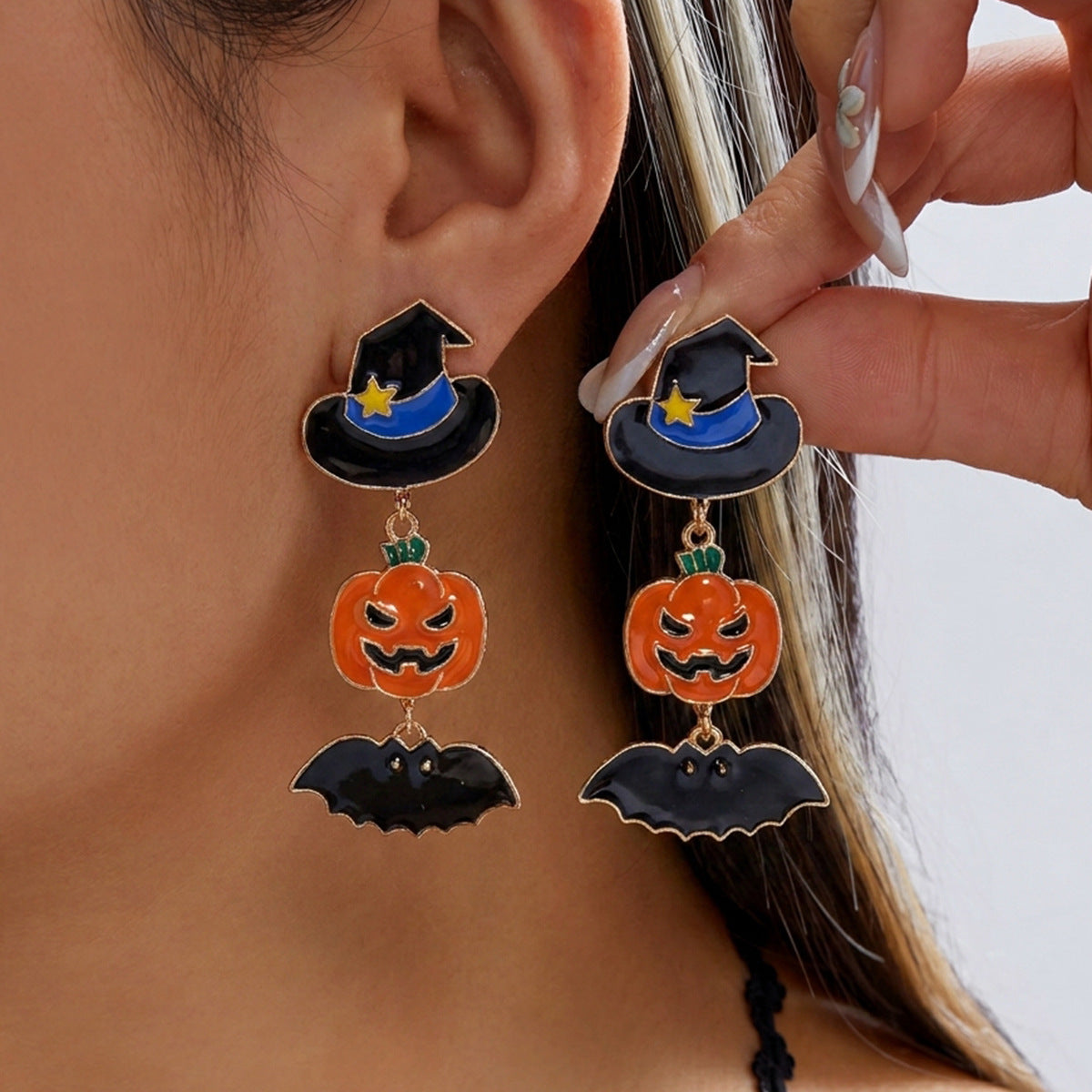 Creative Halloween Pumpkin Pendant Drop Earrings 6W6JER543
