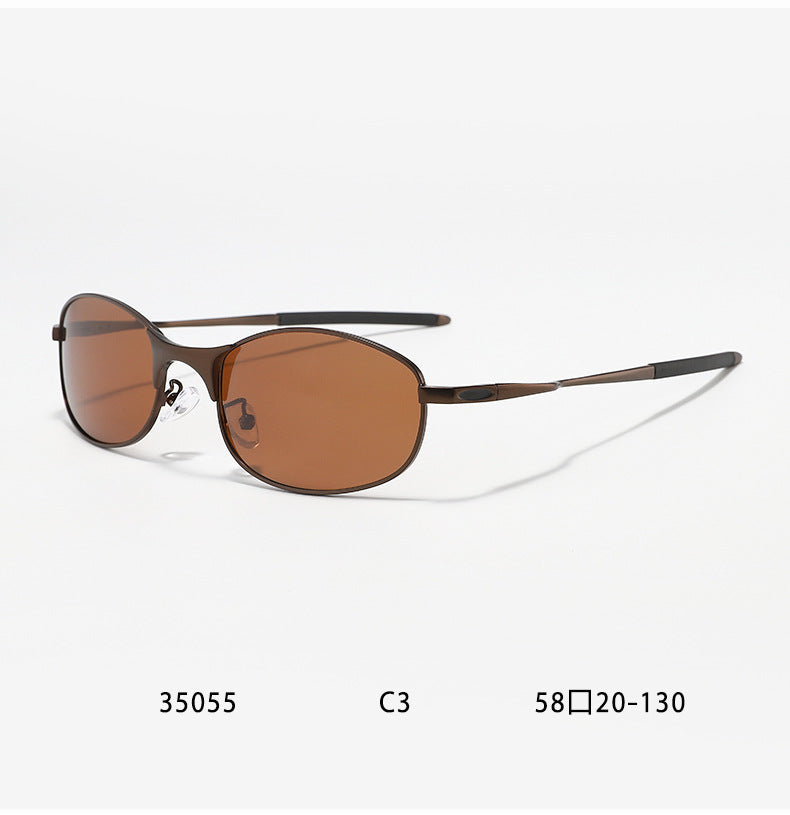 Metal Oval Frame Polarized Sunglasses - DippedShop Wholesale - #6307