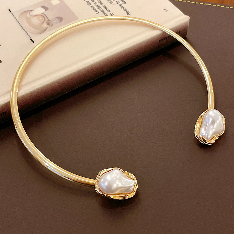 Stylish Irregular Cross Pearl Necklace 6W6JNC976