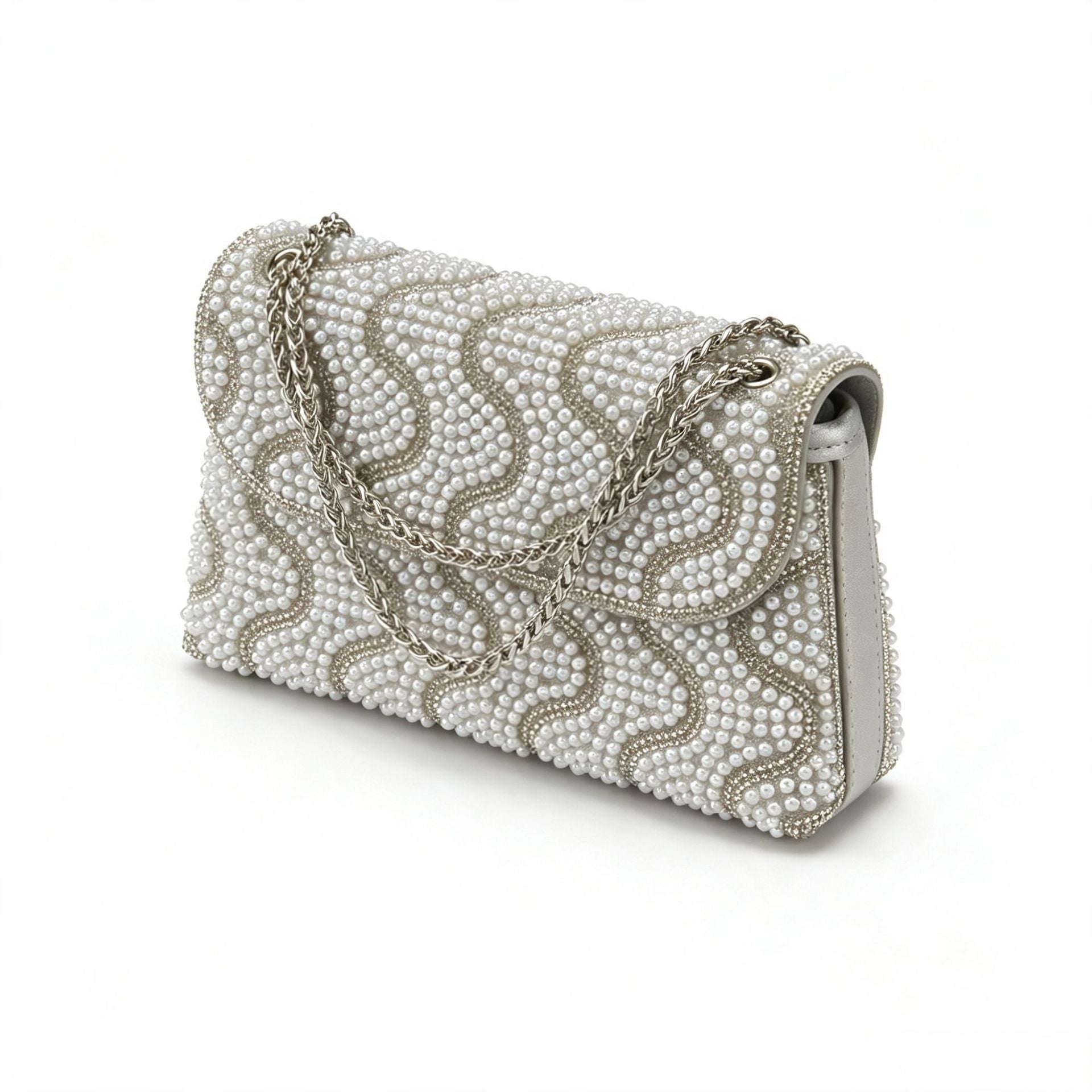 Simple Pearl Metal Chain Strap Evening Shoulder Bag 6W10BBG1975