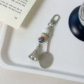 Creative Beaded Chain Badminton Racket Pendant Keychain 6W10BBC354
