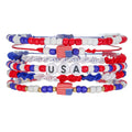 Trendy USA Flag Beaded Chain Bracelet Set 8ZA6JBR303L