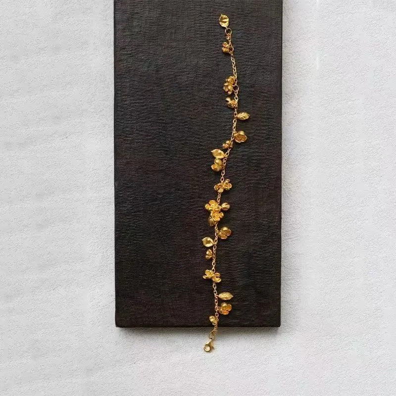 Gold Plated Flower Chain Bracelet - DippedShop Wholesale - #9731