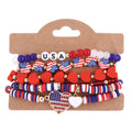 Stylish USA Flag Elastic Beaded Chain Bracelets Set 8ZA6JBR199T