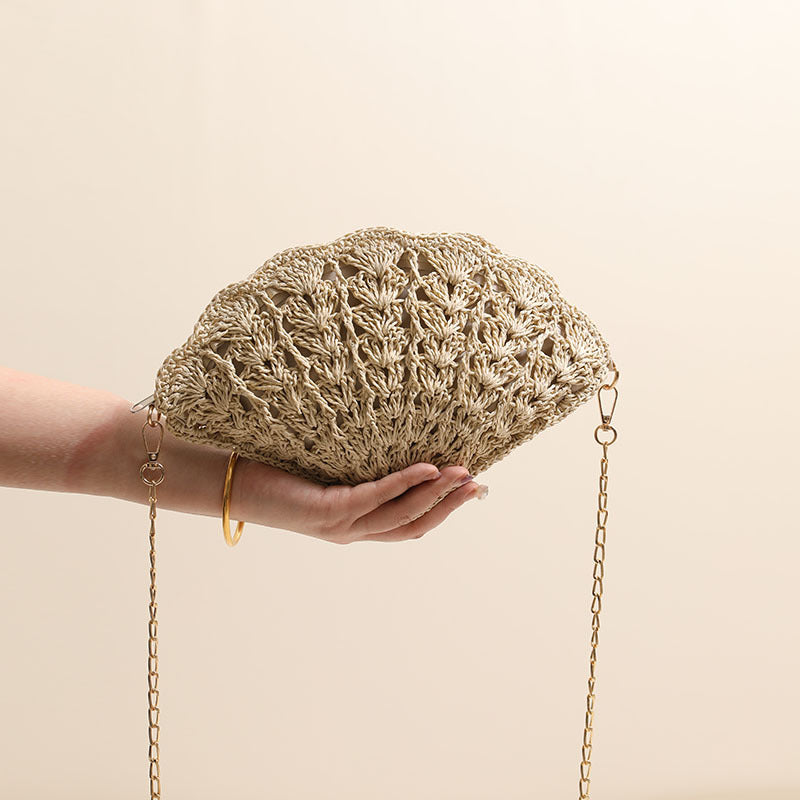 Shell Shaped Woven Crossbody Bag - DippedShop Wholesale - #9731