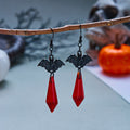 Halloween Red Crystal Bat Dangle Earrings 6W6JER549