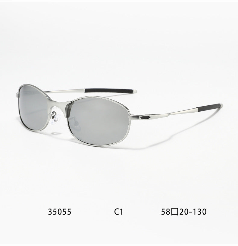 Metal Oval Frame Polarized Sunglasses - DippedShop Wholesale - #0771