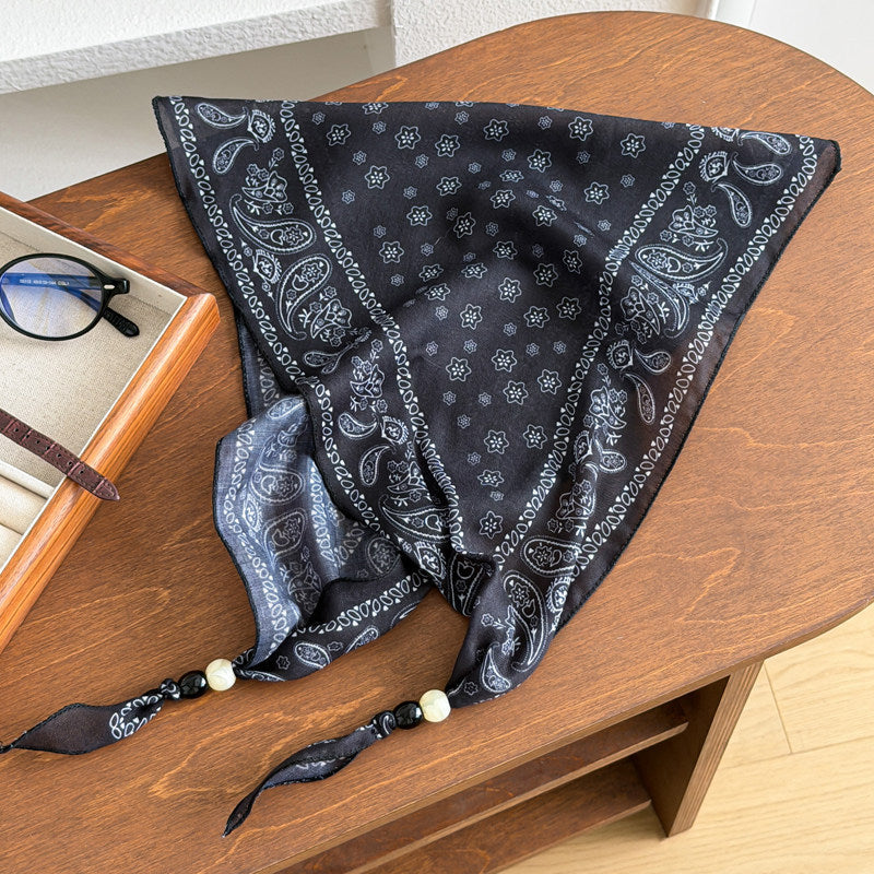 Sweet Floral Print Triangle Silk Scarf 6W6NSI203