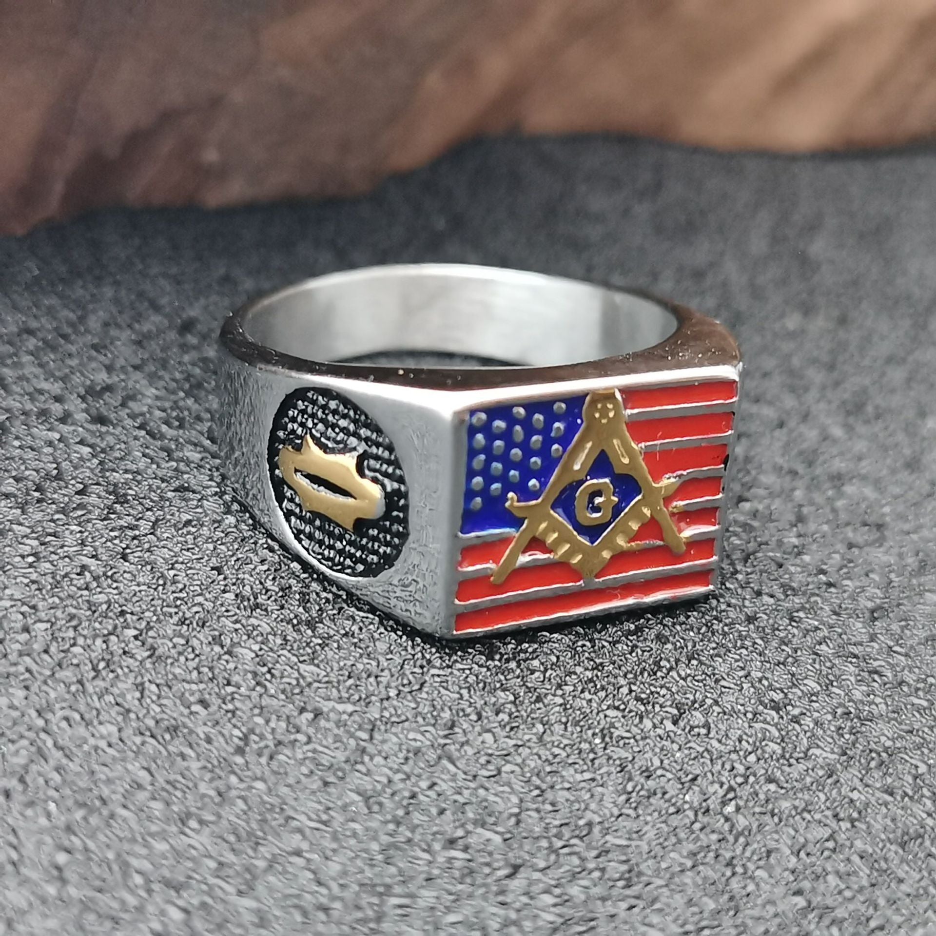 Vintage USA Flag Polished Surface Ring 8ZA6JRG204T